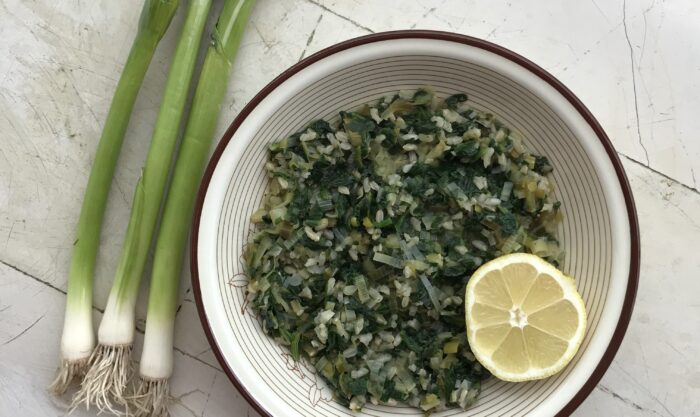 Rice with Spinach, Leeks <i>&</i> Fresh Garlic
