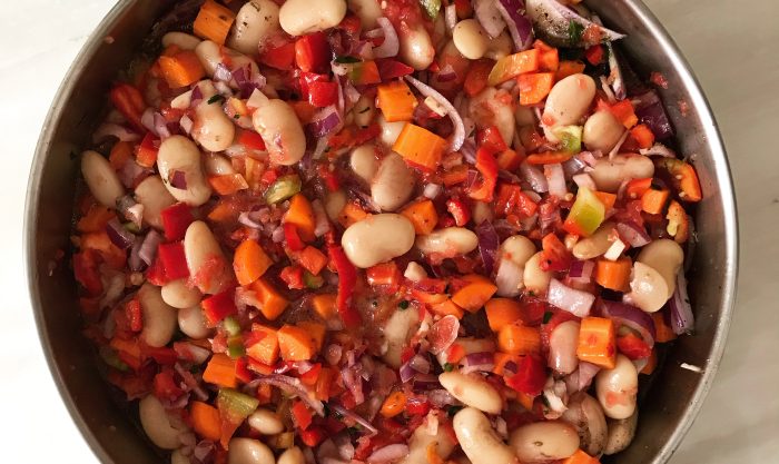 Giant Beans with Carrots & Red Peppers